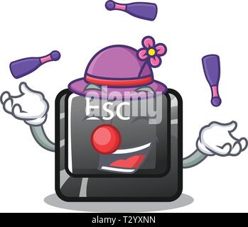 Juggling button esc isolated in the character vector illustration Stock Vector