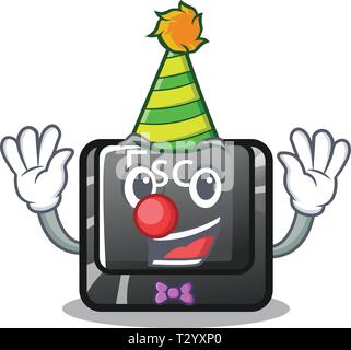 Clown button esc isolated in the character vector illustration Stock Vector
