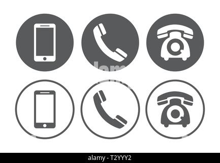 Telephone icons set on white background Stock Vector