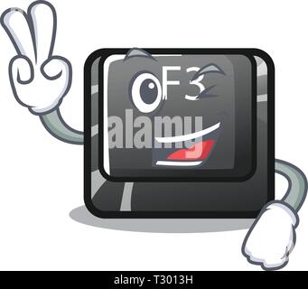 Two finger button f3 on the character keyboard vector illustration Stock Vector