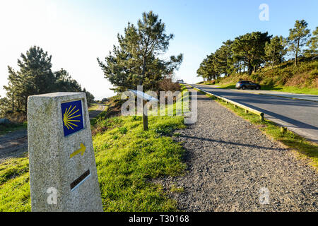 The final kilometer of the Finisterre section of the camino de Santiago Stock Photo