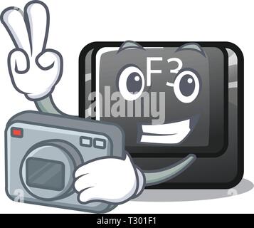 Photographer button f3 in the shape cartoon vector illustration Stock Vector