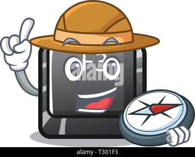 Explorer button f3 in the shape cartoon vector illustration Stock Vector