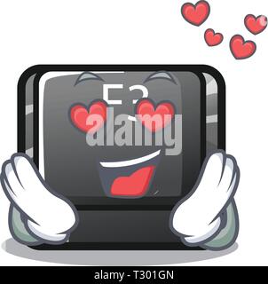 In love button f3 in the shape cartoon vector illustration Stock Vector