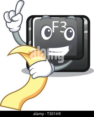 With menu button f3 in the shape cartoon vector illustration Stock Vector