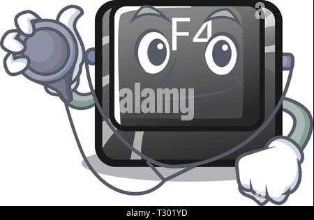 Doctor f4 button installed on cartoon keyboard vector illustration Stock Vector