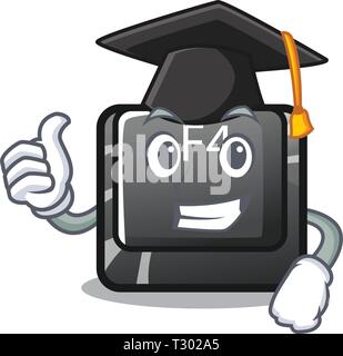 Graduation button f4 isolated with the character vector illustration Stock Vector