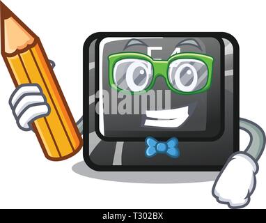 Student button f4 isolated with the character vector illustration Stock Vector