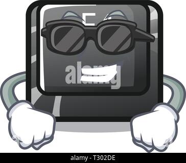 Super cool button f4 isolated with the character vector illustration Stock Vector