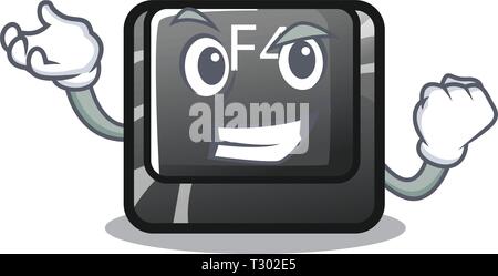 Successful button f4 isolated with the character vector illustration Stock Vector