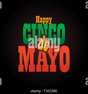 Cinco de Mayo lettering greeting text illustration. Stock Vector