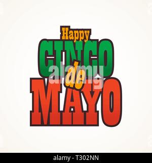 Cinco de Mayo lettering greeting text illustration. Stock Vector