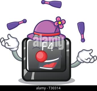 Juggling button f4 on the mascot computer vector illustration Stock Vector