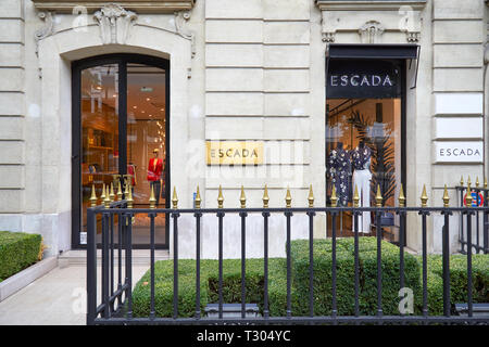 PARIS, FRANCE - JULY 22, 2017: Escada fashion luxury store in avenue Montaigne in Paris, France. Stock Photo