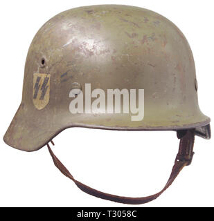 Body armour, helmets, German steel helmet M35/40, Waffen-SS pattern, Editorial-Use-Only Stock Photo