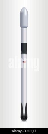 Heavy space rocket realistic vector illustration isolated on white background. Stock Vector