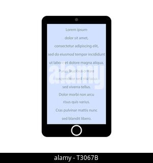 Icon phone with text. Flat sign on a white background. Stock Vector