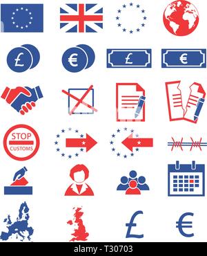 Vector icon set for creating infographics related to Brexit, European union, Great Britain and votes Stock Vector