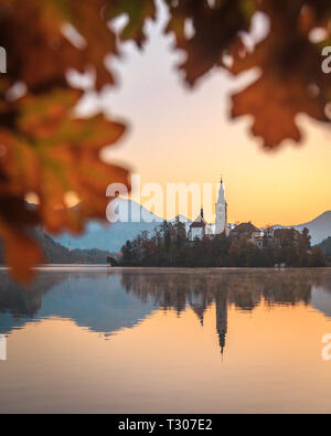 Autumn in Lake Bled, Slovenia Stock Photo