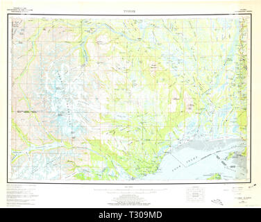 USGS TOPO Map Alaska AK Tyonek 361578 1958 250000 Restoration Stock Photo