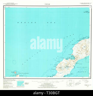 USGS TOPO Map Alaska AK Umnak 361607 1951 250000 Restoration Stock Photo