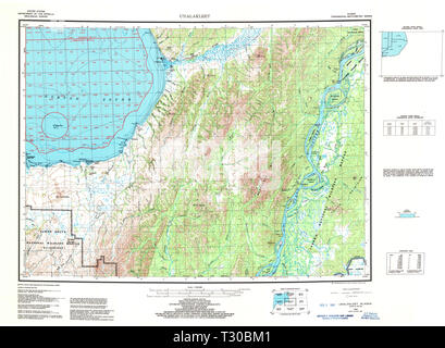USGS TOPO Map Alaska AK Unalakleet 707902 1952 250000 Restoration Stock Photo