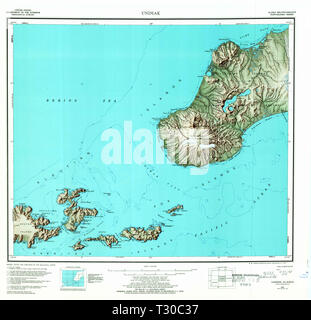 USGS TOPO Map Alaska AK Unimak 361636 1951 250000 Restoration Stock Photo