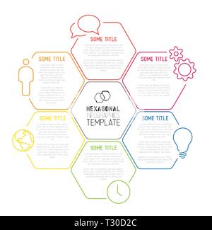 Vector Infographic report template made from lines and hexagons Stock Vector