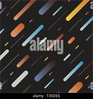 Abstract multicolor dynamic geometric pattern diagonal lines on dark background. Retro style. Vector illustration Stock Vector