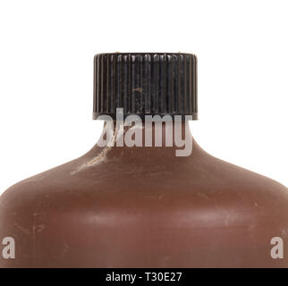Photo developing equipment - Plastic bottle with chemicals, isolated on white Stock Photo
