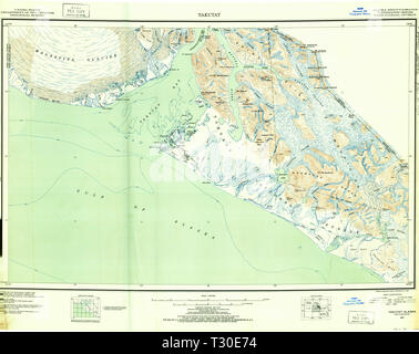 USGS TOPO Map Alaska AK Yakutat 361680 1951 250000 Restoration Stock Photo