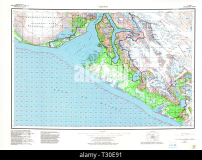 USGS TOPO Map Alaska AK Yakutat 707911 1959 250000 Restoration Stock Photo