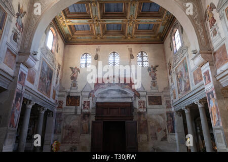 Rome, Italy - June 21, 2018: Panoramic view of interior of the The Basilica of Saint Praxedes, or Santa Prassede. It is an ancient titular church and  Stock Photo