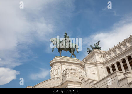 Rome, Italy - June 21, 2018: Equestrian statue of Vittorio Emanuele II at Piazza Venezia in Rome Stock Photo