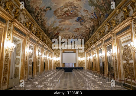 Florence, Italy - June 25, 2018: Panoramic view of interior of Palazzo Medici, also called Palazzo Medici Riccardi. It is Renaissance palace in Floren Stock Photo