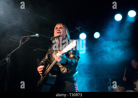 Norway, Oslo - April 4, 2019. The Welsh rock band The Alarm performs live concert at John Dee in Oslo. Here vocalist and guitarist Mike Peters is seen live on stage. (Photo credit: Gonzales Photo - Per-Otto Oppi). Credit: Gonzales Photo/Alamy Live News Stock Photo