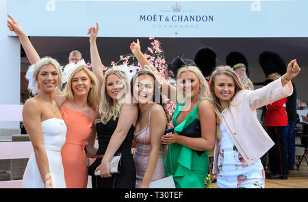 Aintree Racecourse, Aintree, UK. 5th Apr, 2019. The 2019 Grand National horse racing festival, day 2; Ladies enjoying Ladies day at Aintree Credit: Action Plus Sports/Alamy Live News Stock Photo