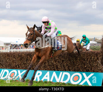 Aintree Racecourse, Aintree, UK. 5th Apr, 2019. The 2019 Grand National horse racing festival, day 2; Ruby Walsh on his way to winning The JLT Steeple Chase Credit: Action Plus Sports/Alamy Live News Stock Photo