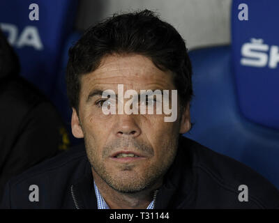 RCD Espanyol  manager Joan Francesc Ferrer Rubi during the match between  RCD Espanyol vs Getafe CF of LaLiga, date 30,  2018-2019 season. RCDE Stadium. Barcelona, Spain - 02 APR 2019. Stock Photo