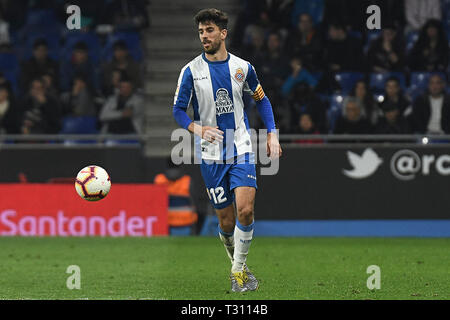 BARCELONA, 02-04-2019. LaLiga 2018/ 2019, date 30. Espanyol-Getafe. Didac Vila of Espanyol during the match Espanyol-Getafe Stock Photo