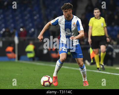 BARCELONA, 02-04-2019. LaLiga 2018/ 2019, date 30. Espanyol-Getafe. Javi Puado of Espanyol during the match Espanyol-Getafe Stock Photo