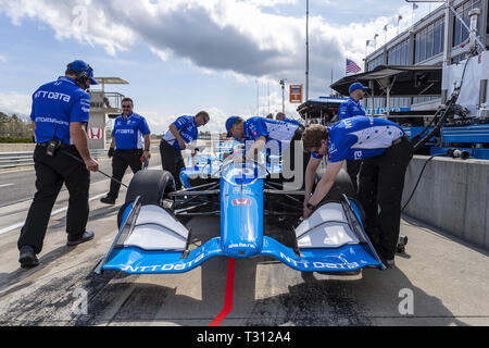 Birmingham, Alabama, USA. 5th Apr, 2019. FELIX ROSENQVIST (R) (10) of Sweden prepares for practice for the Honda Indy Grand Prix of Alabama at Barber Motorsports Park in Birmingham, Alabama. (Credit Image: © Walter G Arce Sr Asp Inc/ASP) Credit: ZUMA Press, Inc./Alamy Live News Stock Photo