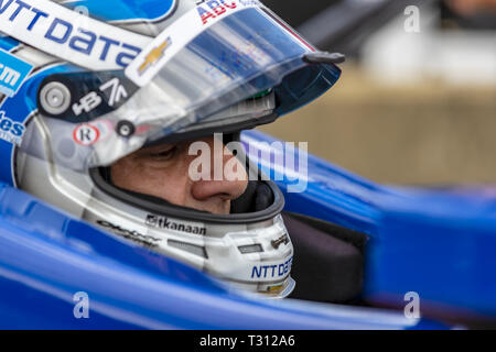 Birmingham, Alabama, USA. 5th Apr, 2019. TONY KANAAN (14) of Brazil prepares for practice for the Honda Indy Grand Prix of Alabama at Barber Motorsports Park in Birmingham, Alabama. (Credit Image: © Walter G Arce Sr Asp Inc/ASP) Credit: ZUMA Press, Inc./Alamy Live News Stock Photo