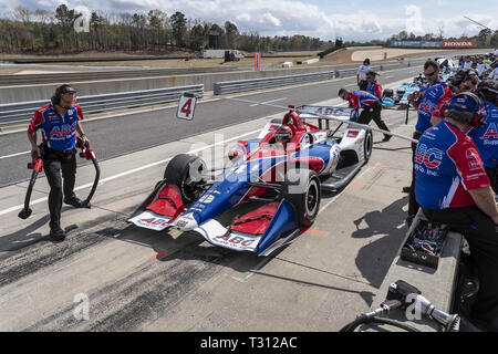 Birmingham, Alabama, USA. 5th Apr, 2019. MATHEUS LEIST (4) of Brazil prepares for practice for the Honda Indy Grand Prix of Alabama at Barber Motorsports Park in Birmingham, Alabama. (Credit Image: © Walter G Arce Sr Asp Inc/ASP) Credit: ZUMA Press, Inc./Alamy Live News Stock Photo