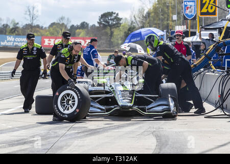 Birmingham, Alabama, USA. 5th Apr, 2019. JOSEF NEWGARDEN (2) of the United States prepares for practice for the Honda Indy Grand Prix of Alabama at Barber Motorsports Park in Birmingham, Alabama. (Credit Image: © Walter G Arce Sr Asp Inc/ASP) Credit: ZUMA Press, Inc./Alamy Live News Stock Photo