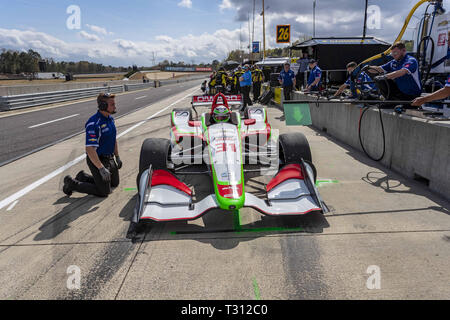 Birmingham, Alabama, USA. 5th Apr, 2019. PATRICIO O'WARD (R) (31) of Mexico prepares for practice for the Honda Indy Grand Prix of Alabama at Barber Motorsports Park in Birmingham, Alabama. (Credit Image: © Walter G Arce Sr Asp Inc/ASP) Credit: ZUMA Press, Inc./Alamy Live News Stock Photo