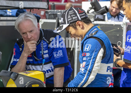 Birmingham, Alabama, USA. 5th Apr, 2019. TAKUMA SATO (30) of Japan prepares for practice for the Honda Indy Grand Prix of Alabama at Barber Motorsports Park in Birmingham, Alabama. (Credit Image: © Walter G Arce Sr Asp Inc/ASP) Credit: ZUMA Press, Inc./Alamy Live News Stock Photo