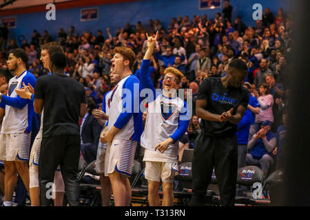 Friday April 5 - The DePaul bench celebrates during the CBI Championship game between the South Florida Bulls and the DePaul University Blue Demons at Mcgrath-Phillips Arena in Chicago IL. Gary E. Duncan Sr/CSM
