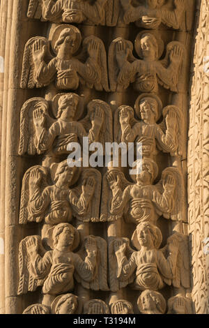 The West Portal of eglise saint-trophime in Arles in the south of France features fine examples of Romanesque sculpture. Stock Photo