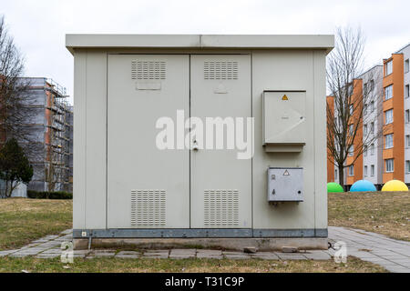 Outdoor electric control box in the city Stock Photo